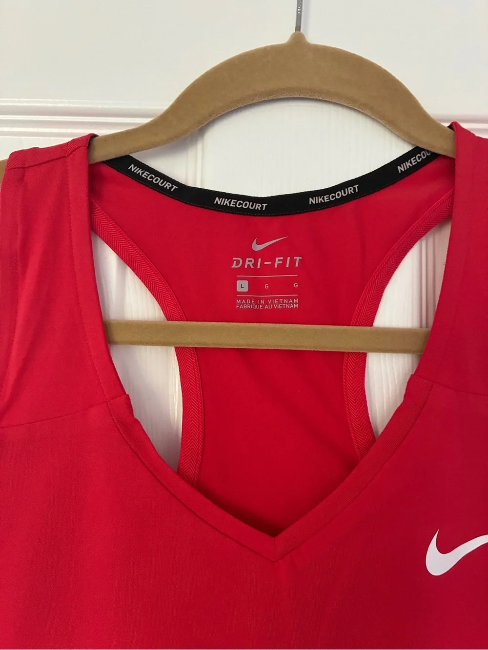 Nike Red Racerback Dri-FIT Tank Top with White Swoosh